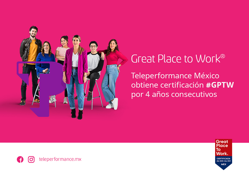 Teleperformance reconocido como Great Place to Work por cuarto año